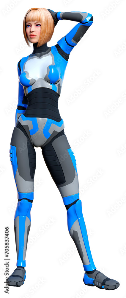 3D Rendering Female Robot on White 3D Rendering Female Robot on White