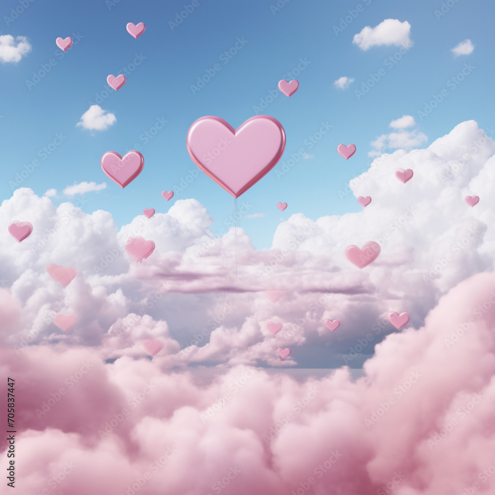 Fondo amor, San Valentín, Corazón en el cielo