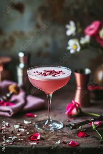 St. Valentines day cocktail, decorated with heart