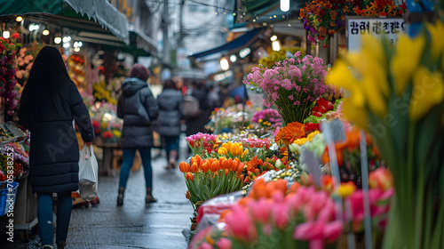 Valentine's Day Rush at the City Flower Market