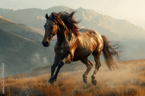 Wild Elegance: Experience Amazing Photography of a Majestic Horse in Action, Capturing the Untamed Strength and Breathtaking Beauty in the Wild Nature Scene.