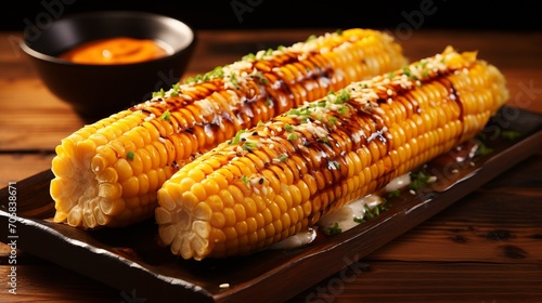 Juicy and flavorful grilled corn on the cob   tempting and mouthwatering summer treat