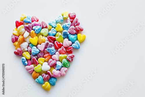 Candy Heart Set Against A White Background