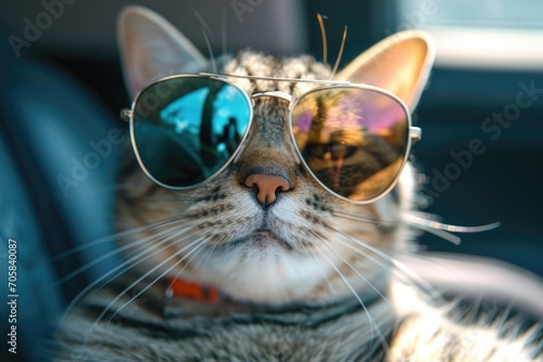 Cat Wearing Sunglasses In Funny Portrait