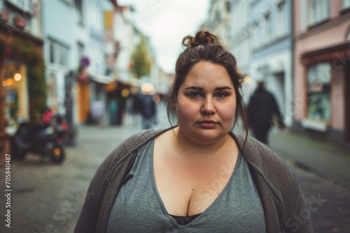 Confident Overweight Woman Owns City Street