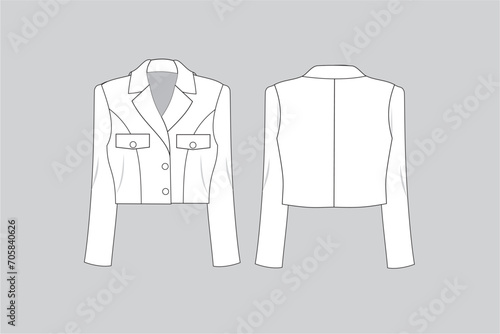 Technical fashion illustration short blazer illustration woman blazer blazer illustration blazer