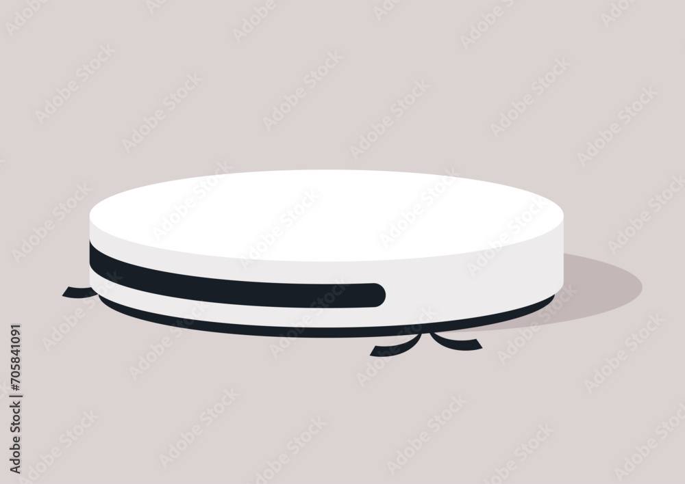 A spherical, wireless vacuum cleaner in a sleek white design, equipped with brushes and smart technology, serving as an indispensable helper in a modern smart home A spherical, wireless vacuum cleaner in a sleek white design, equipped with brushes and smart technology, serving as an indispensable helper in a modern smart home