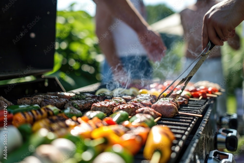 Friends Enjoy Fun Time While Barbecuing Friends Enjoy Fun Time While Barbecuing