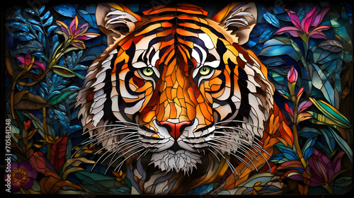 Mosaic portrait of a tiger  © Chandler