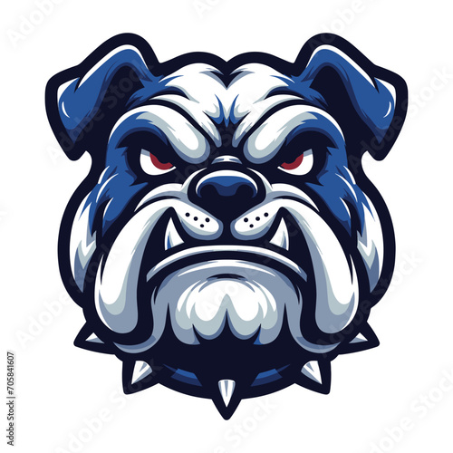 brave animal bulldog head face mascot design vector illustration, logo template isolated on white background photo
