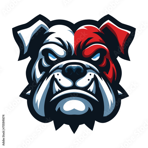brave animal bulldog head face mascot design vector illustration, logo template isolated on white background