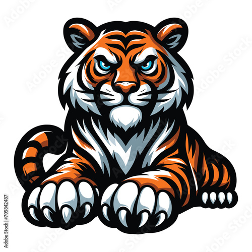 cartoon tiger mascot character design vector, logo template isolated on white background © lartestudio