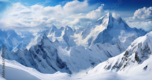 Mountains peaks crowned with snow © neirfy