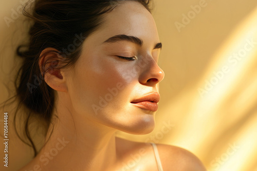 Glowing Elegance  Radiant Woman in Contouring Bliss