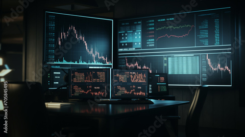 Dynamic Trading Banner. Stock Trading Graph Displayed on Monitor, Illustrating the Intricacies of Investment Concepts and Financial Market Trends.