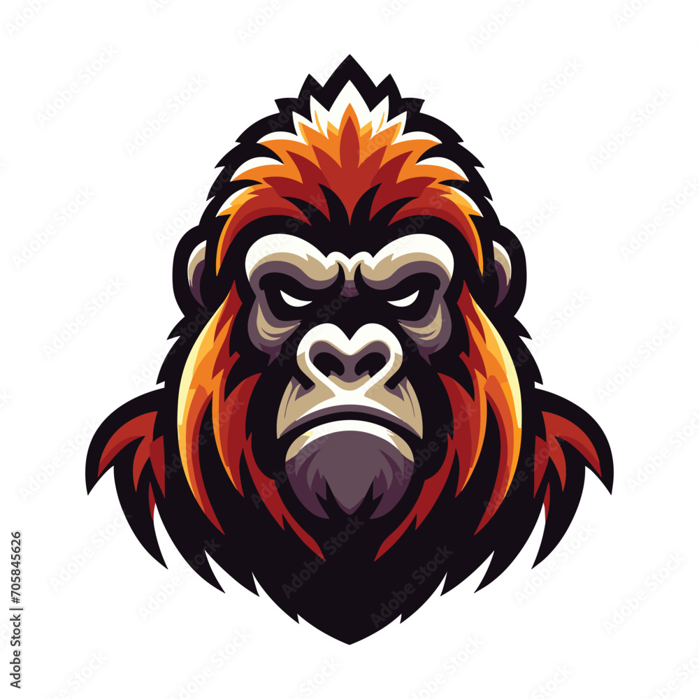 Fototapeta premium gorilla ape monkey head mascot design logo vector illustration isolated on white background