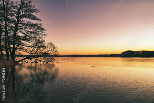 Sunset over the River - Sky - Water - Landscape - Background - Colorful - Concept - Sunrise - Sundown