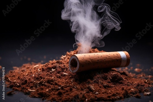 Roll paper filter tube with tobacco - no smoking. Generative AI