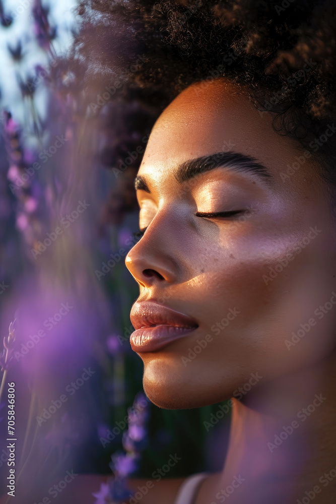 Facial Tranquility: A Woman's Serene Afternoon Glow