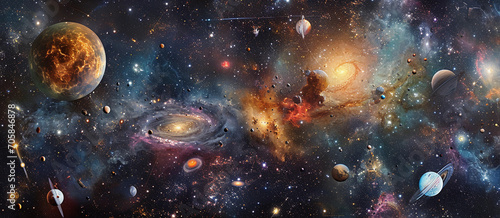 Fotografija stunning galaxy filled with various celestial bodies like asteroids, planets, an