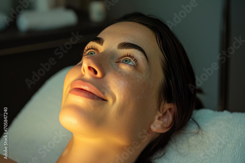 Serene Beauty: A Woman's Tranquil Moment in a Spa