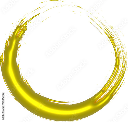 3D-Visualisierung eines Kreiselements mit zerschlissenen Enden, gelb-gold-metallisch mit Lichtreflexion