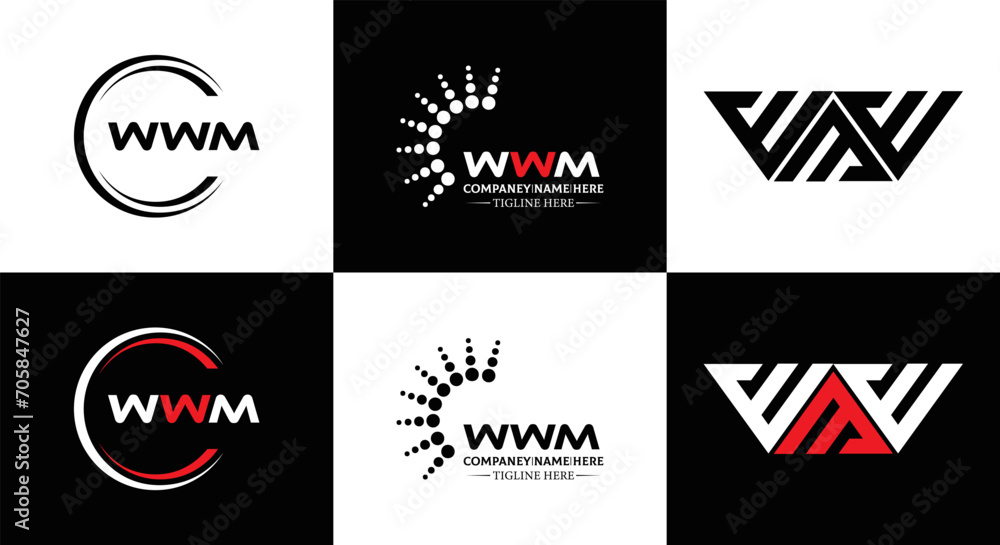 WWM logo. W W M design. White WWM letter. WWM, W W M letter logo design. Initial letter WWM letter logo set, linked circle uppercase monogram logo. W W M letter logo vector design.	
