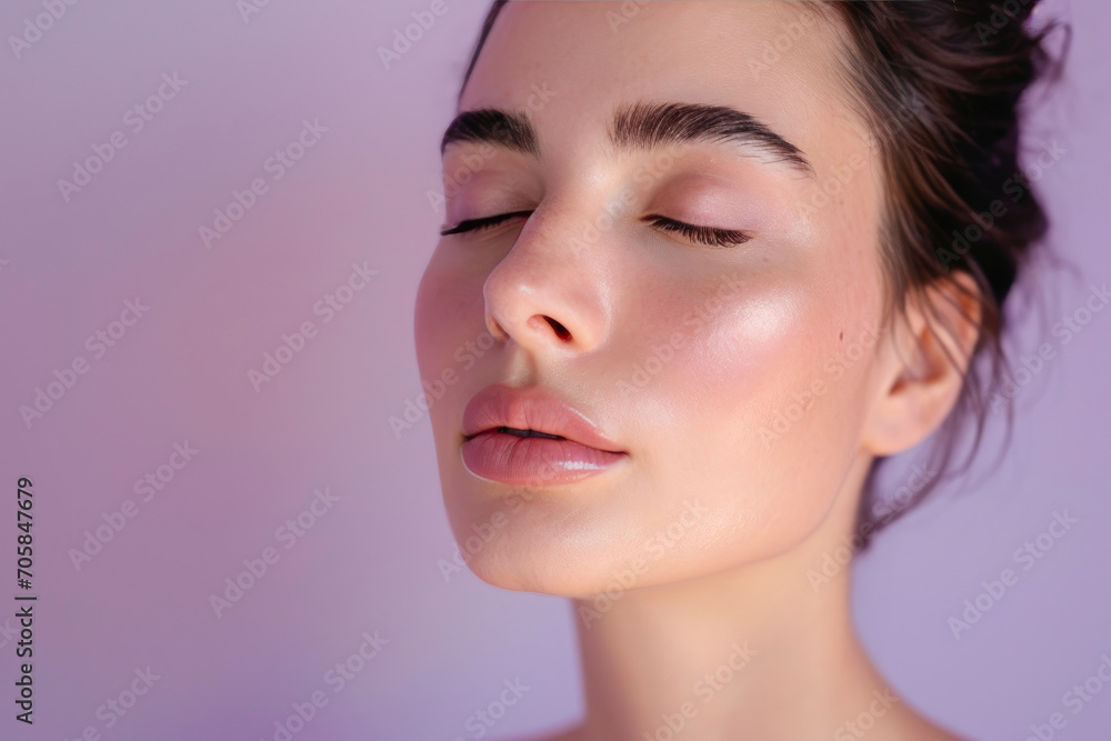 Glowing Radiance: Portrait of a Woman Lost in Cosmetic Bliss Glowing Radiance: Portrait of a Woman Lost in Cosmetic Bliss