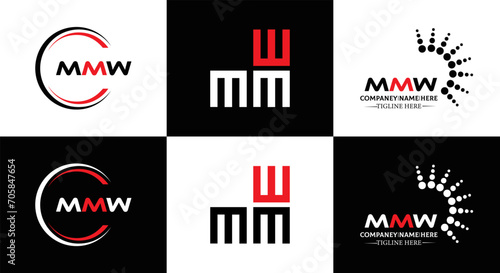 MMW logo. M M W design. White MMW letter. MMW, M M W letter logo design. Initial letter MMW letter logo set, linked circle uppercase monogram logo. M M W letter logo vector design.	
