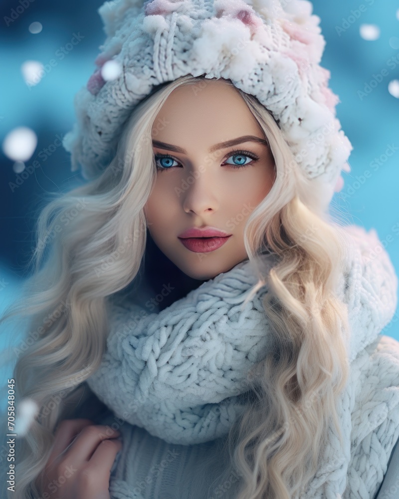 Beautiful woman in the warm wear Beautiful woman in the warm wear