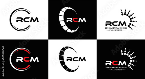 RCM logo. R C M design. White RCM letter. RCM  R C M letter logo design. Initial letter RCM letter logo set  linked circle uppercase monogram logo. R C M letter logo vector design.  