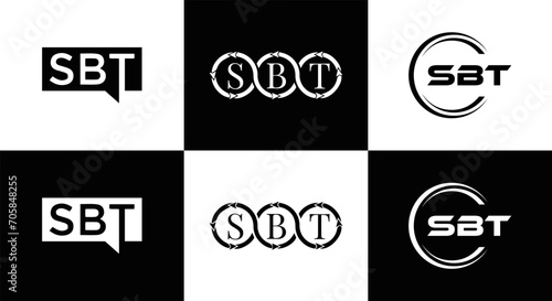 SBT logo. S B T design. White SBT letter. SBT, S B T letter logo design. Initial letter SBT letter logo set, linked circle uppercase monogram logo. S B T letter logo vector design. 