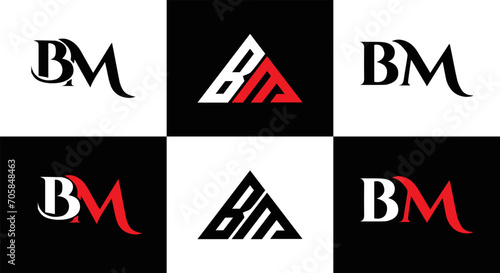 BM logo. B M design. White BM letter. BM, B M letter logo design. Initial letter BM letter logo set, linked circle uppercase monogram logo. B M letter logo vector design. 