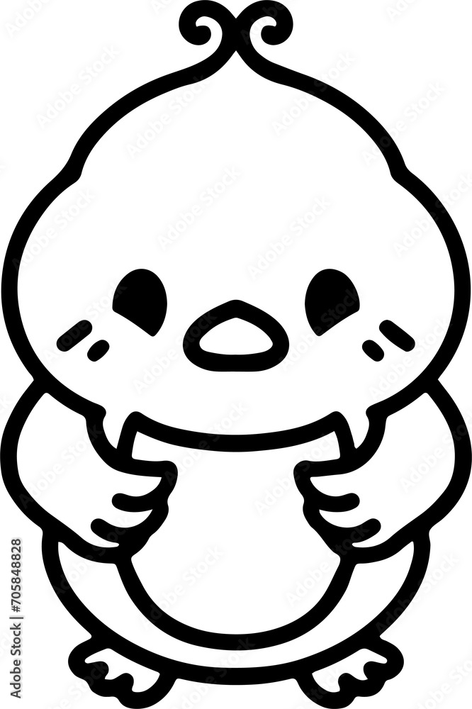 cute bird illustation in simple line style