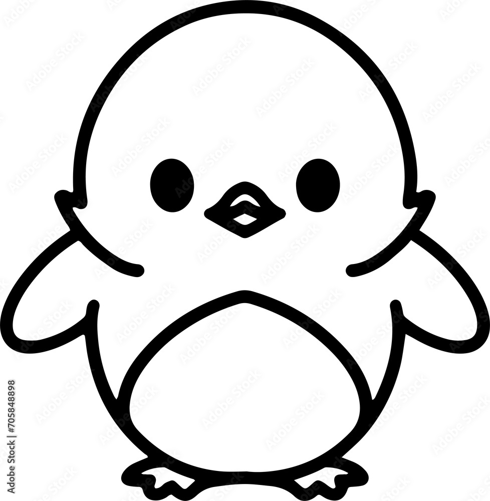 cute bird illustation in simple line style
