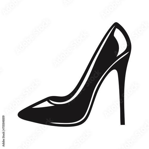 Women's high heels shoe icon black isolated on white background. Vector illustration