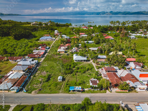 Aerial of Piru, The Capital City of West Seram Regency, Maluku, Indonesia photo