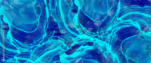 Abstract blue paint vector background for cover design, card, flyer, poster and invitation. Hand drawn ink illustration. Fluid art. Blue futuristic 3d texture illustration. Modern artistic backdrop.