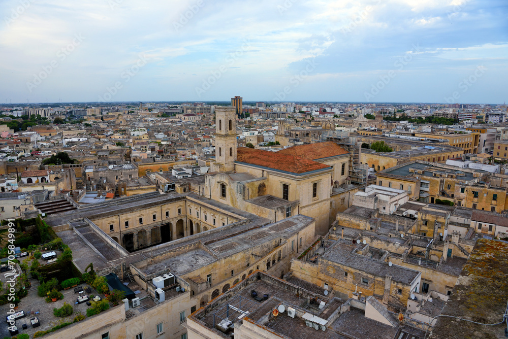 panorama seen from the top of the bell tower can be reached by lift Lecce Italy panorama seen from the top of the bell tower can be reached by lift Lecce Italy
