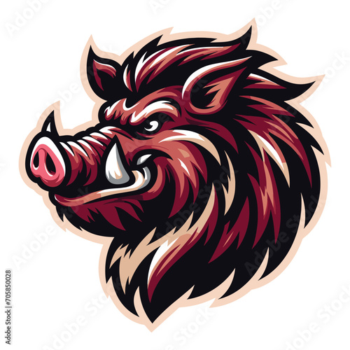 wild beast animal hog boar pig head face mascot design vector illustration, logo template isolated on white background