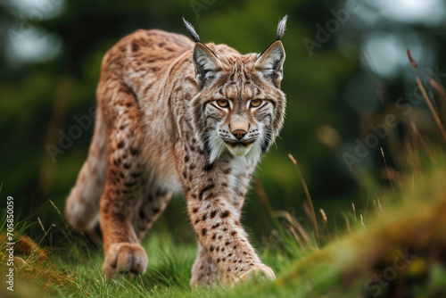 A Lynx in a stealthy prowling stance © Veniamin Kraskov