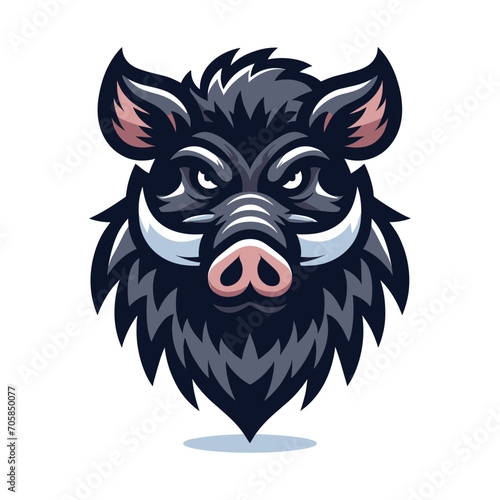 wild beast animal hog boar pig head face mascot design vector illustration, logo template isolated on white background