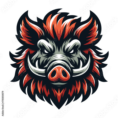 Wallpaper Mural wild beast animal hog boar pig head face mascot design vector illustration, logo template isolated on white background Torontodigital.ca
