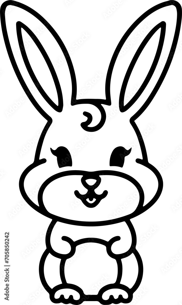 Obraz premium Cute Rabbit Simple Cartoon