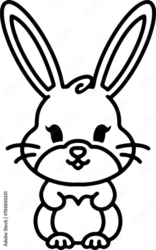 Fototapeta premium Cute Rabbit Simple Cartoon