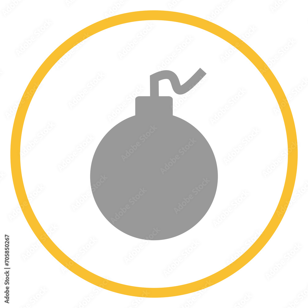 Button grau orange mit Bombe Icon: Gefahr oder Terror Button grau orange mit Bombe Icon: Gefahr oder Terror