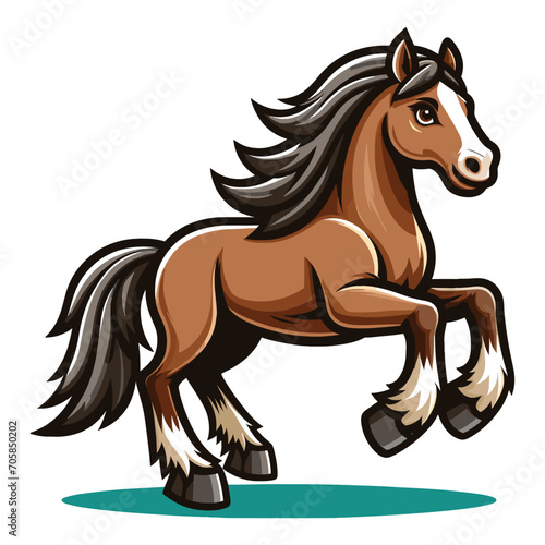 Strong athletic animal horse mascot design vector illustration  logo template isolated on white background