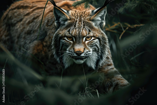 A Lynx in a stealthy prowling stance © Venka