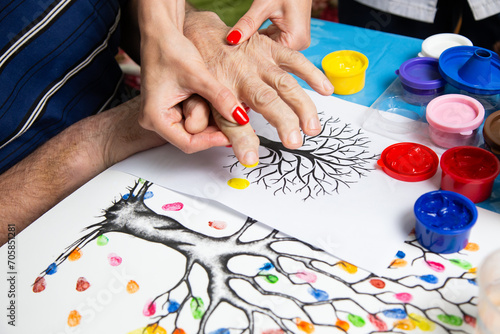 There is drawing as a therapy. 
Restoring finger mobility after a stroke.