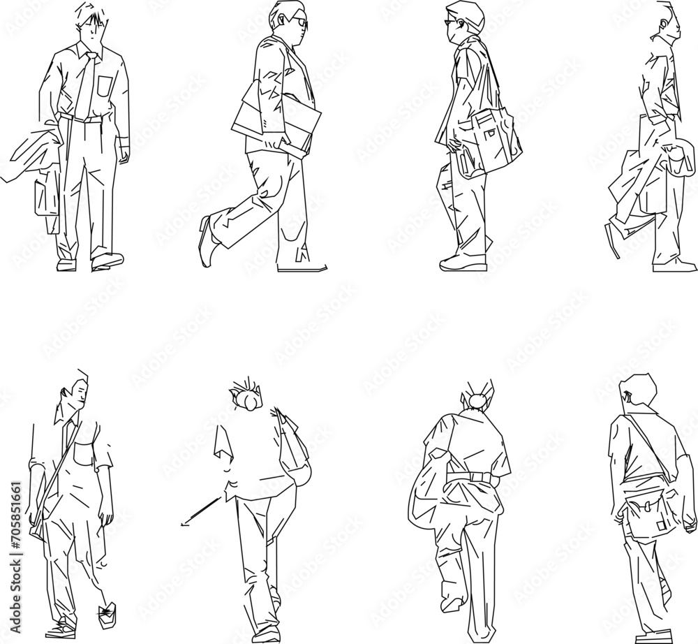 Vector sketch illustration design of employees going on their daily work activities